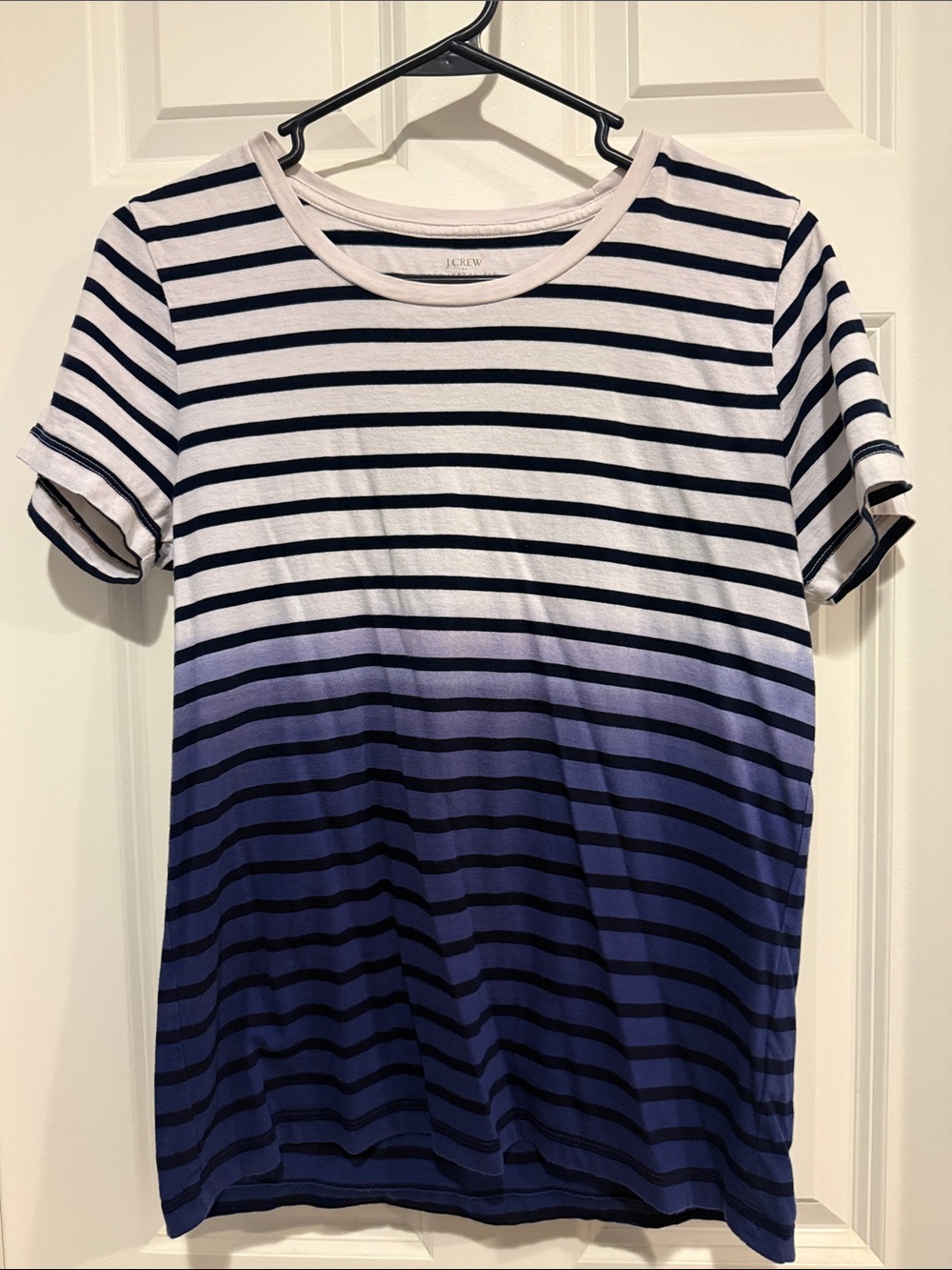 J. Crew Short-Sleeve Striped Ombre Crewneck Tee - Navy & White